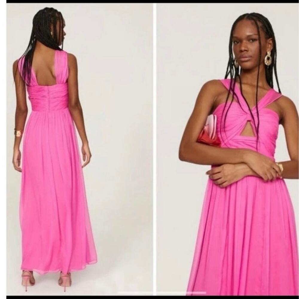 ADAM LIPPES Bright Electric Pink Knot Front Halter A-Line Dress size 14
